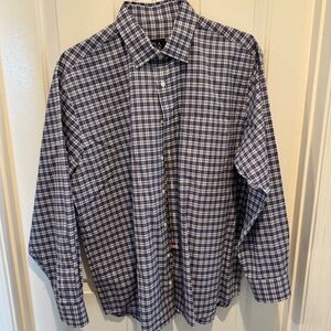 Mens Jos. A. Bank Classic Navy Checkered Traditional Fit Shirt Size L